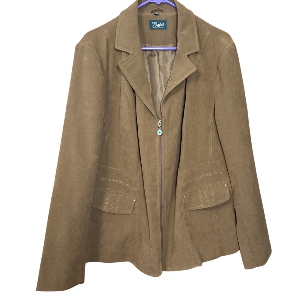 Vintage Kingfield Charles Vögele Women's Camel Suede-Look‎ Blazer EU 50 L